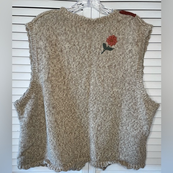 Vintage Teddi Woven Vest Button Down Fall Embroidered Patchwork Brown Green 2X - Picture 12 of 16